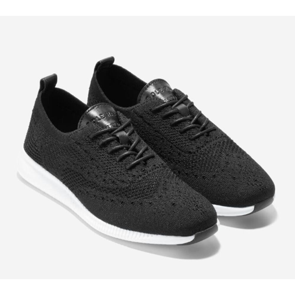 Cole Haan Women's 2 Zerogrand Stitchlite Wingtip Oxfords Black Knit White 5 NIB